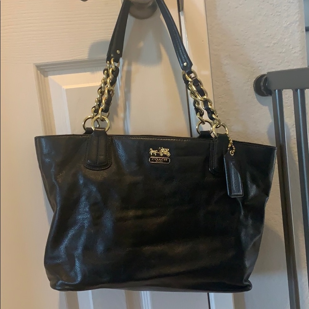 Authentic black leather Coach bag